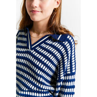 Indee Navy Bicolor Polo Pullover
