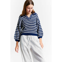 Indee Navy Bicolor Polo Pullover