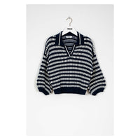 Indee Navy Bicolor Polo Pullover