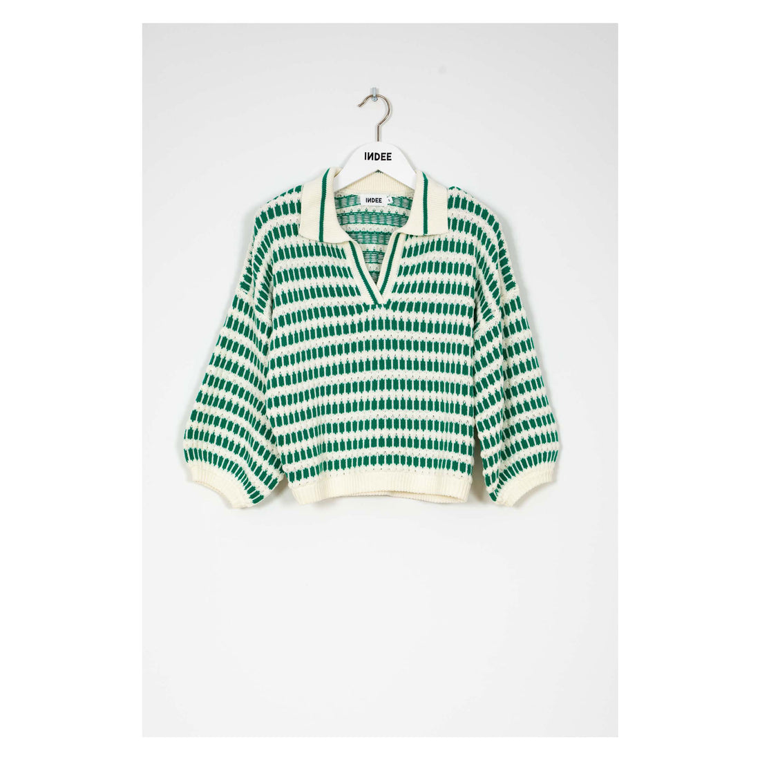 Indee Off White Bicolor Polo Pullover