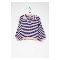 Indee Pink Bicolor Polo Pullover