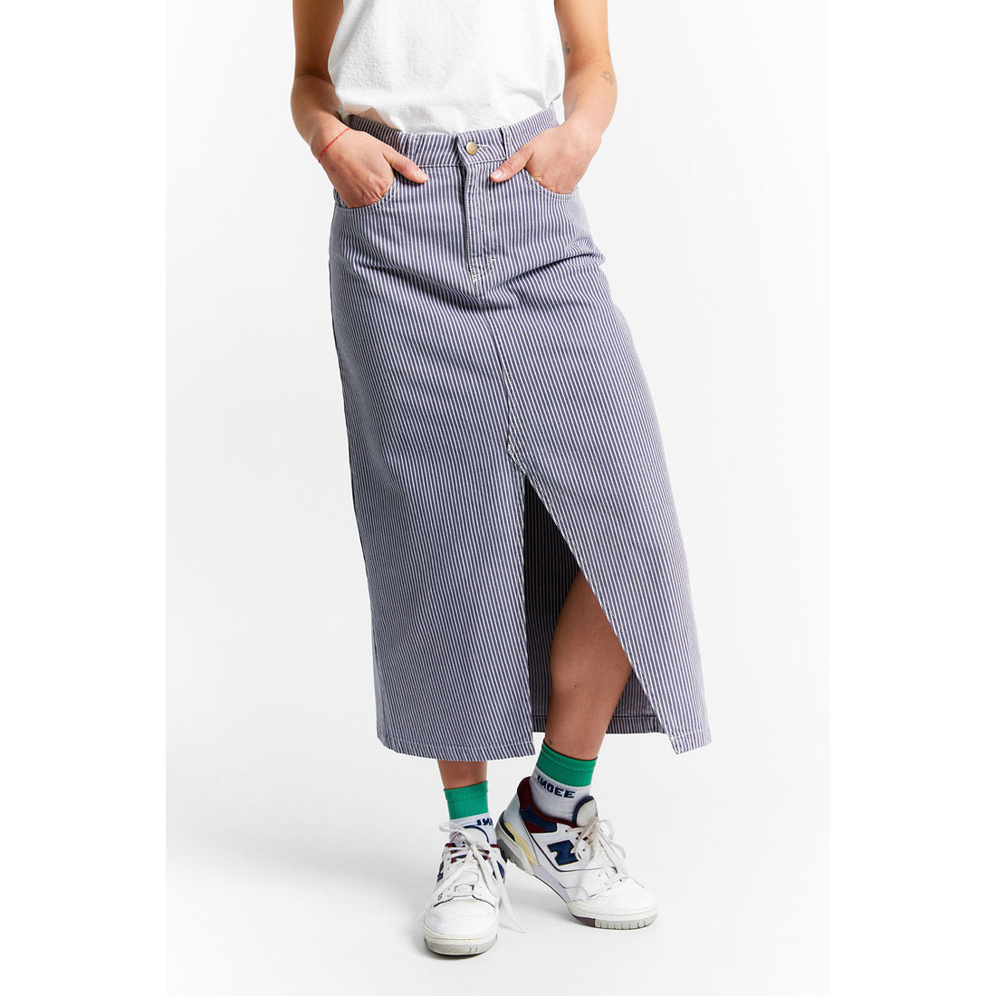 Indee Stripe Long Jeans Skirt