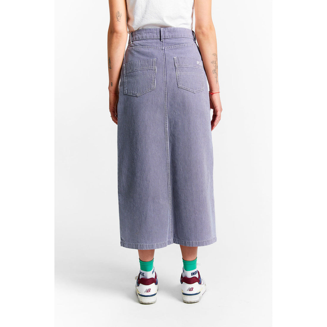 Indee Stripe Long Jeans Skirt
