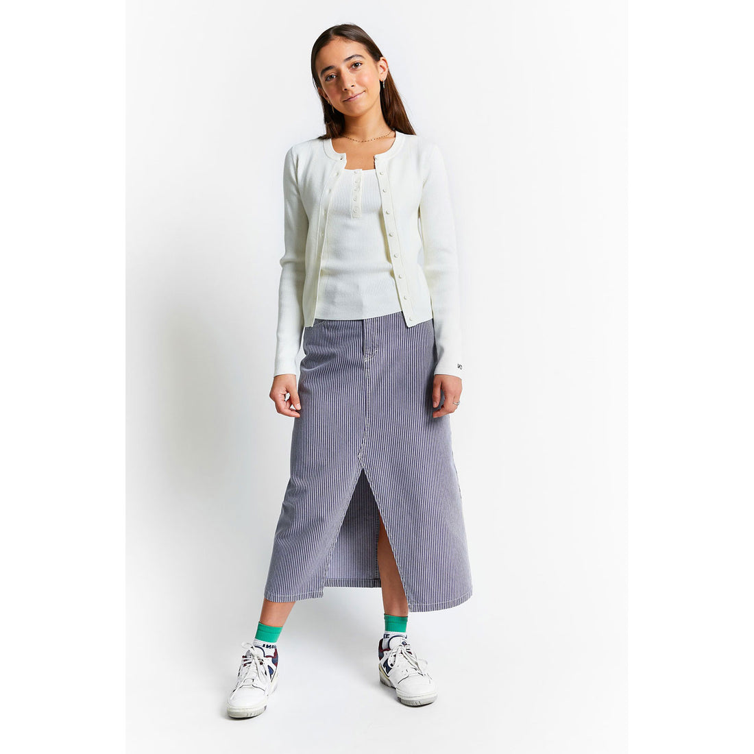 Indee Off White Knitted Ribbed Cardigan