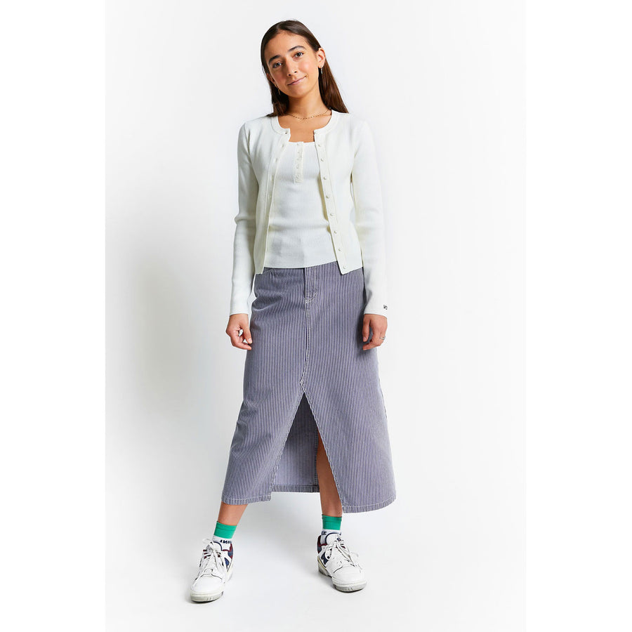 Indee Off White Knitted Ribbed Cardigan