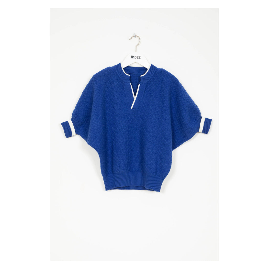 Indee Mykonos Blue Tunisian Collar Pullover