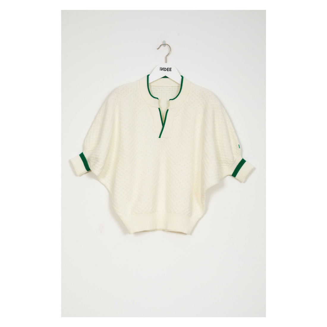 Indee Off White Tunisian Collar Pullover