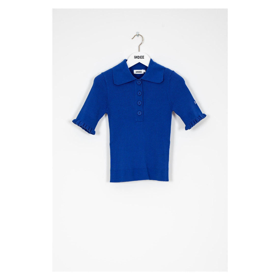 Indee Indigo Ribbed Knitted Polo