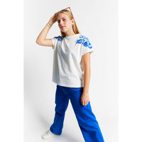 Indee White Flower Embroidered T-Shirt