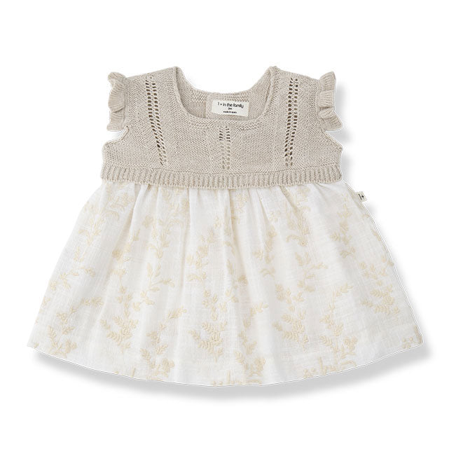 1+ In The Family Ecru Saona Baby Dress