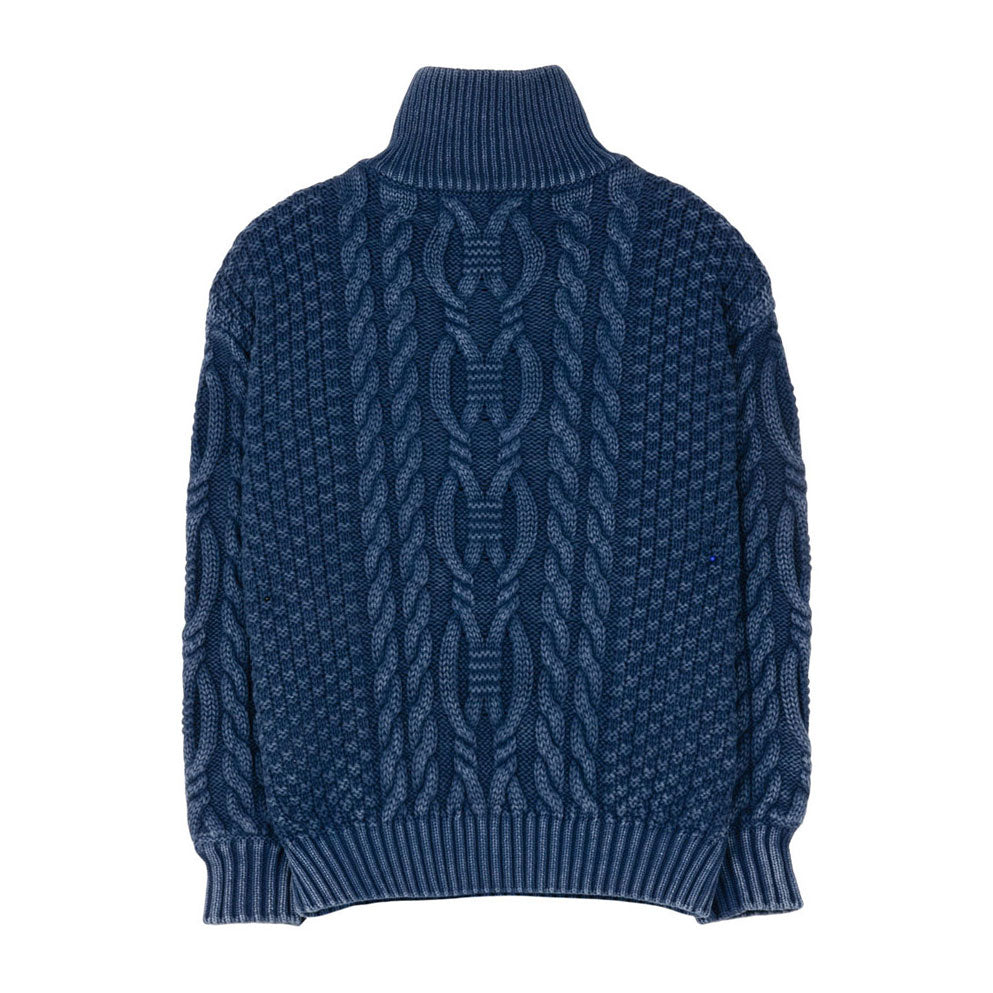 Finger in the Nose  Indigo Cable Half Zipped Sasha Sweater