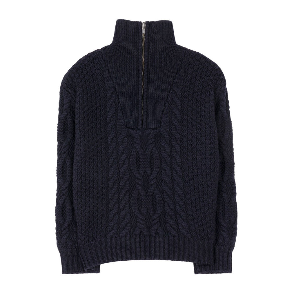 Finger in the Nose  Navy Cable Half Zipped Sasha Sweater