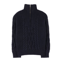 Finger in the Nose  Navy Cable Half Zipped Sasha Sweater