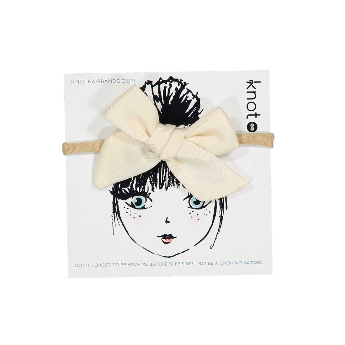 Knot Hairbands Cream Sateen Bow Band