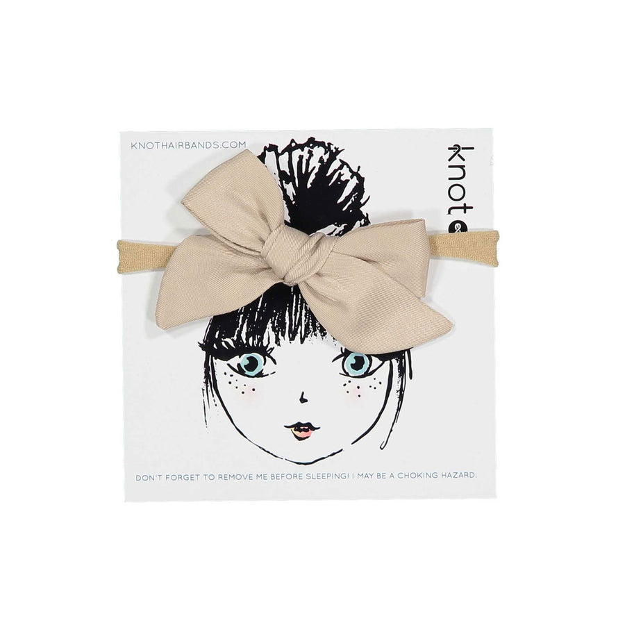 Knot Hairbands Taupe Sateen Bow Band