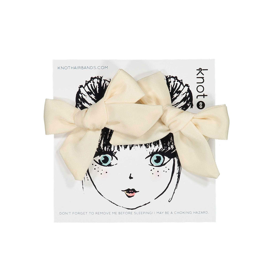 Knot Hairbands Cream Sateen Bow Set