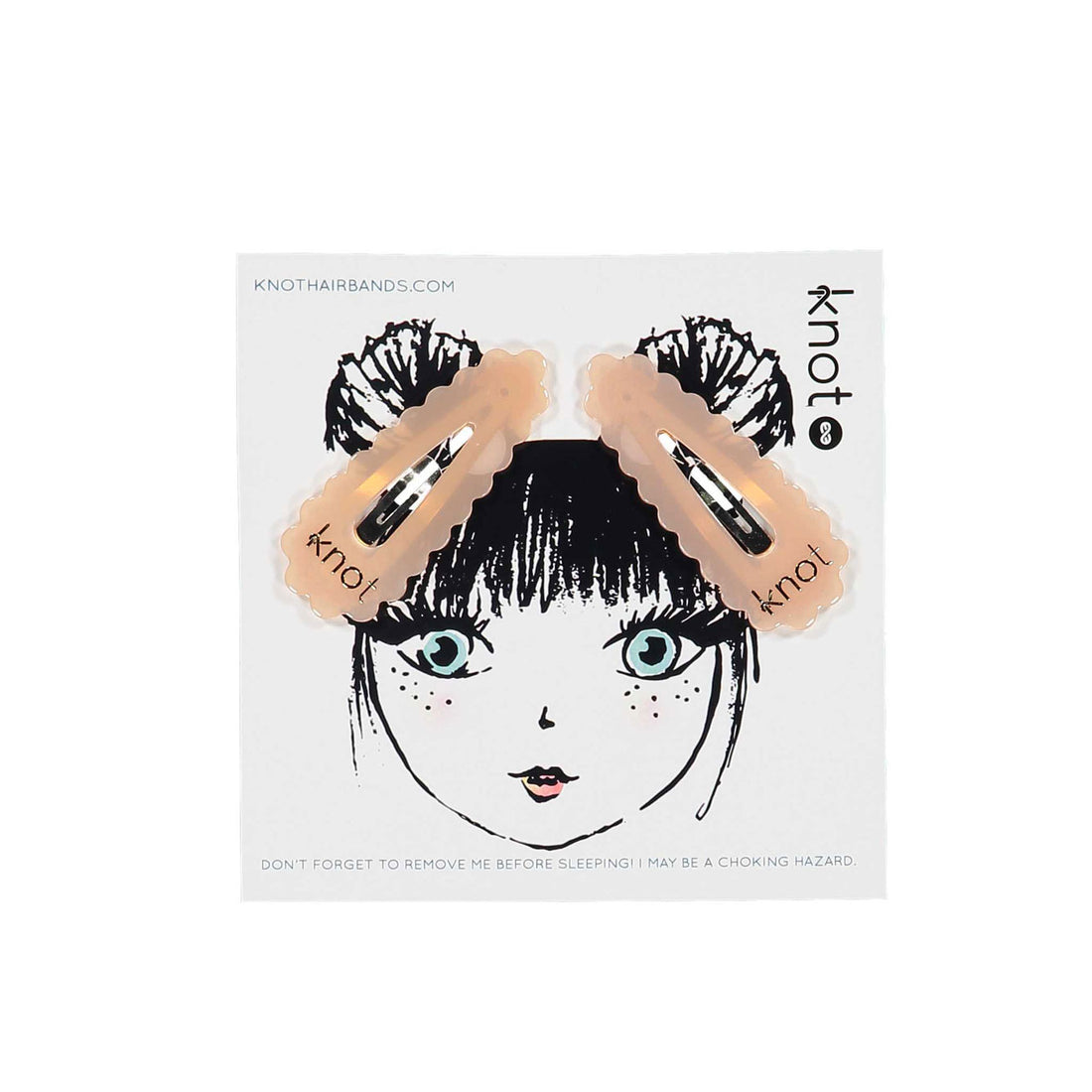 Knot Hairbands Pink Scalloped Snap Clip Set