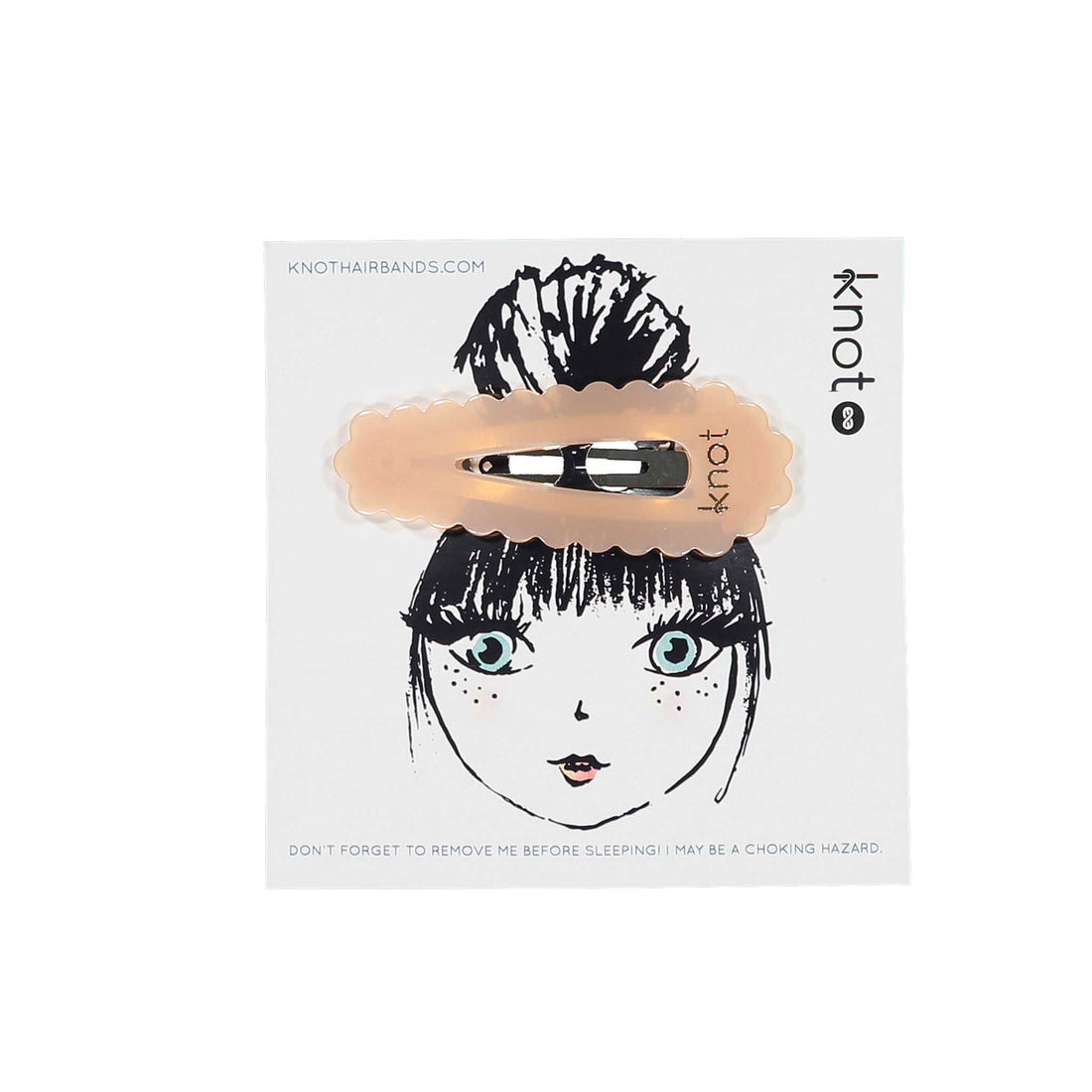 Knot Hairbands Pink Scalloped Oversized Snap Clip