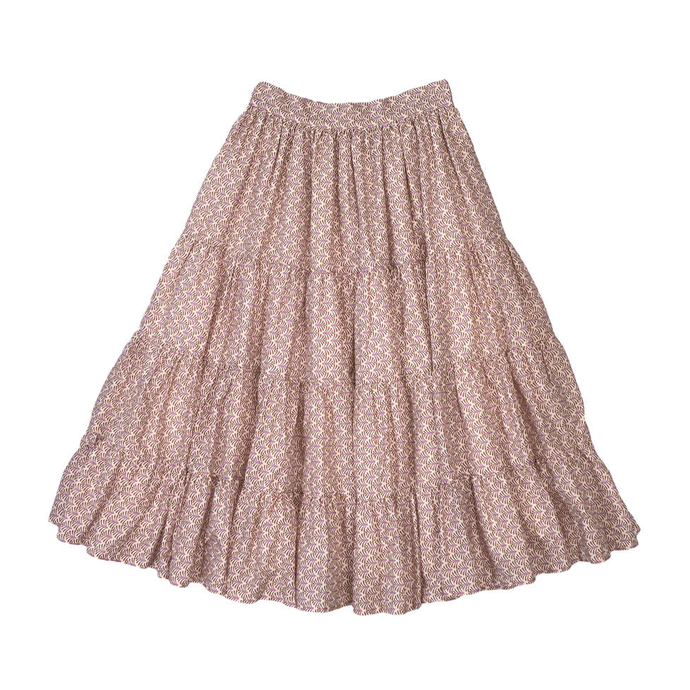 Atelier Parsmei Geo Peacock Layered Midi Skirt