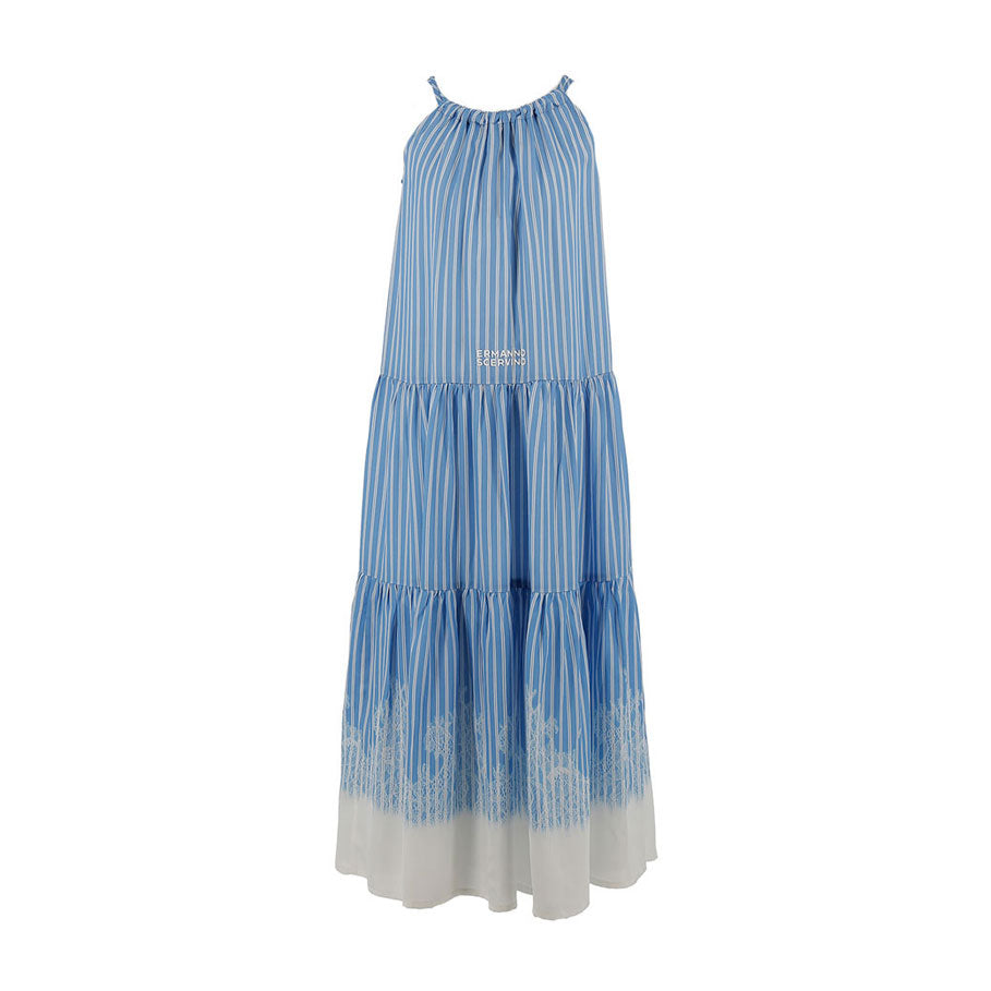 Ermanno Scervino Blue/White Stripe Satin Dress