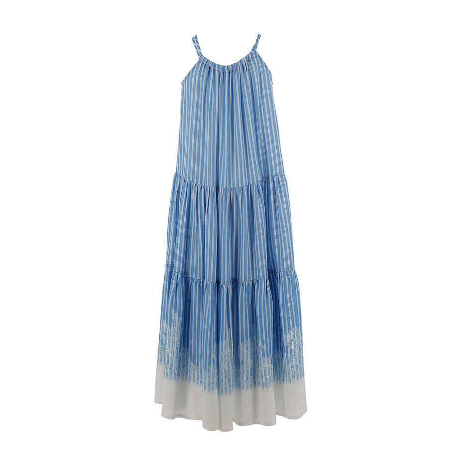 Ermanno Scervino Blue/White Stripe Satin Dress