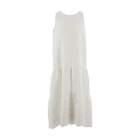 Ermanno Scervino White Ruffle Linen Maxi Dress