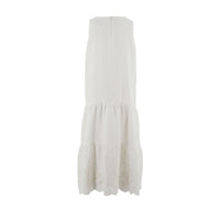 Ermanno Scervino White Ruffle Linen Maxi Dress