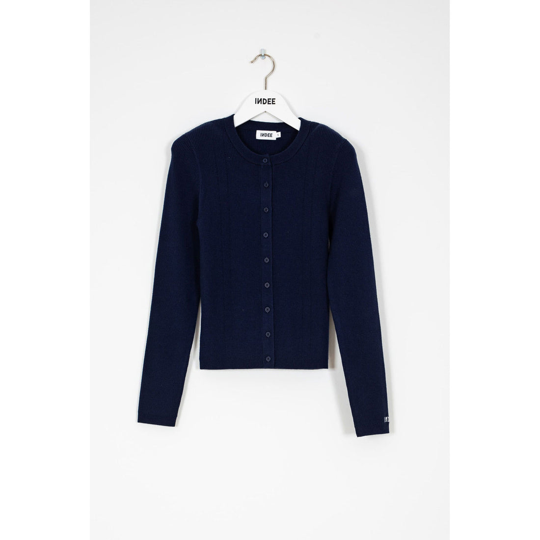 Indee Navy Knitted Ribbed Cardigan