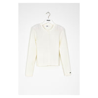 Indee Off White Knitted Ribbed Cardigan