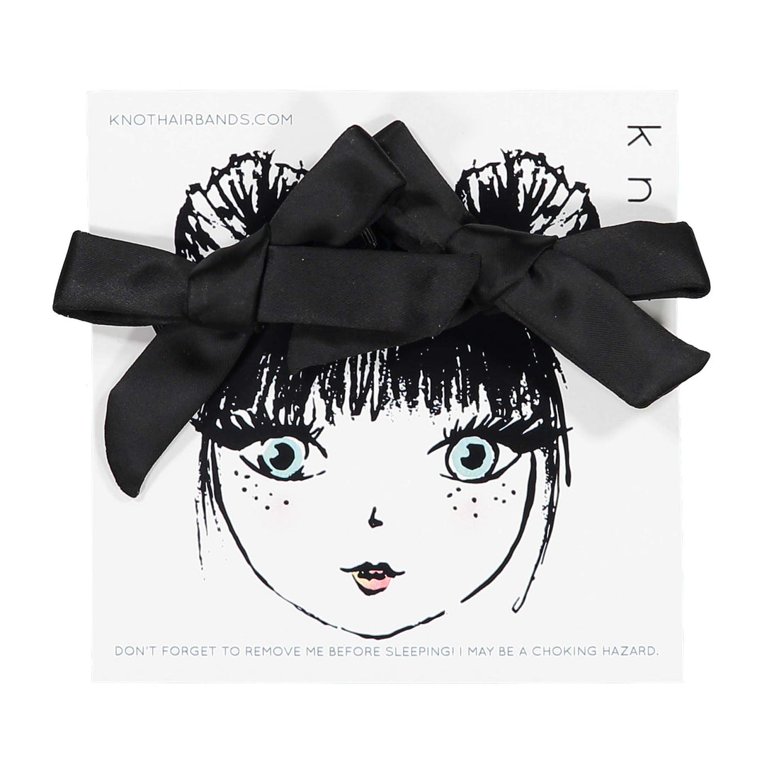 Knot Hairbands Black Silk Mini Bow Clip Set