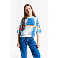 Indee Blue Striped Knit Pullover