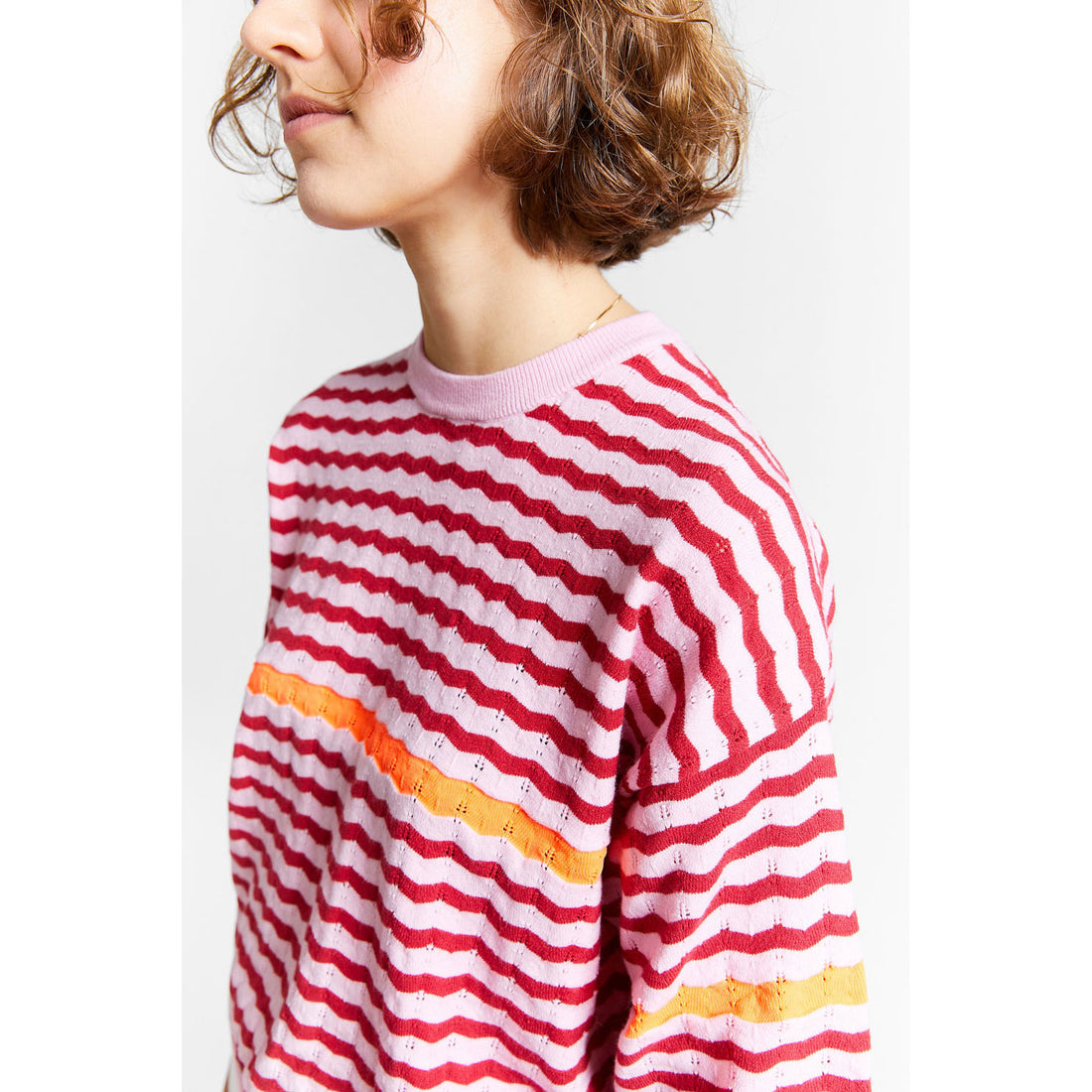 Indee Pink Striped Knit Pullover