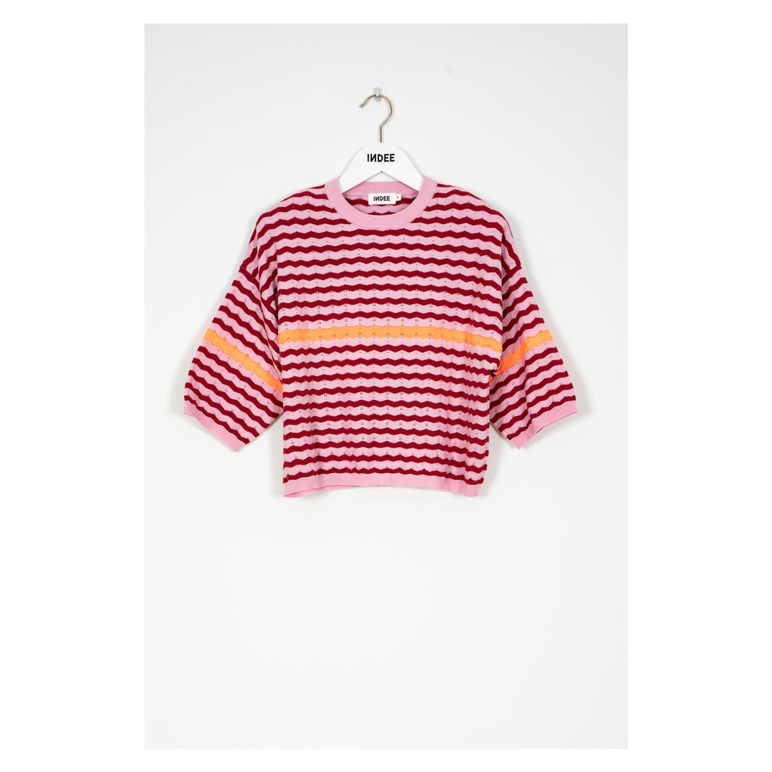Indee Pink Striped Knit Pullover