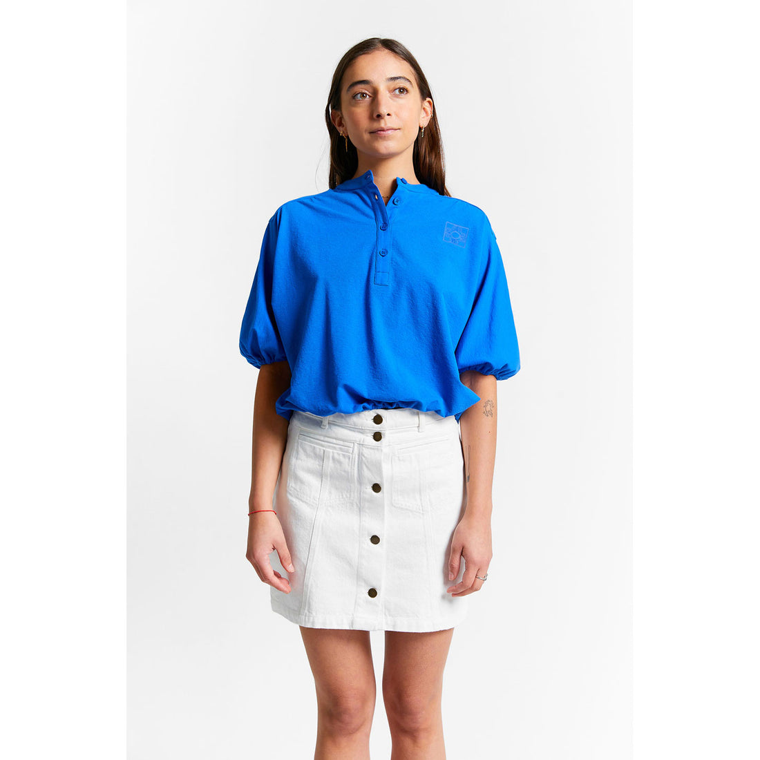 Indee Mykonos Blue Tunisian Collar T-Shirt