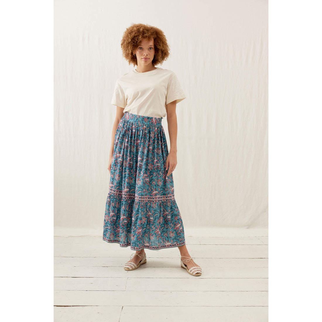 Louise Misha Teal Garden Of Eden Jansiane Skirt