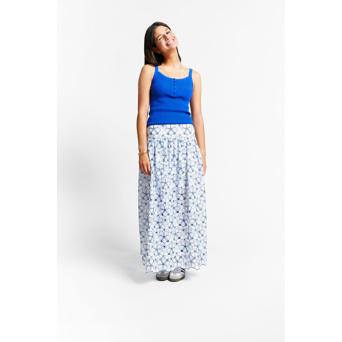 Indee Off White Embroidered Long Skirts