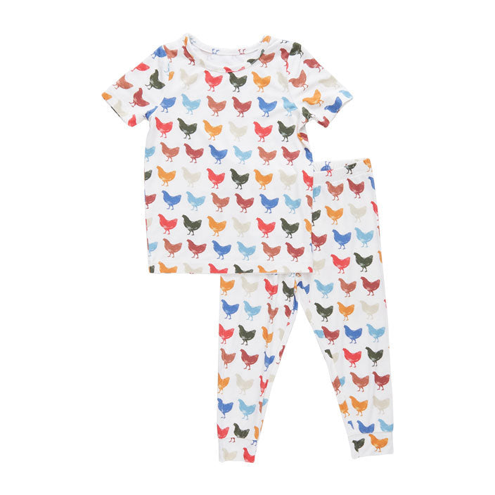 Pink Chicken Rainbow Chickens Bamboo PJ Set