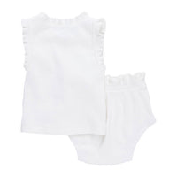 Pink Chicken Gardenia White Baby Organic Ruffle Rib 2 Piece Set