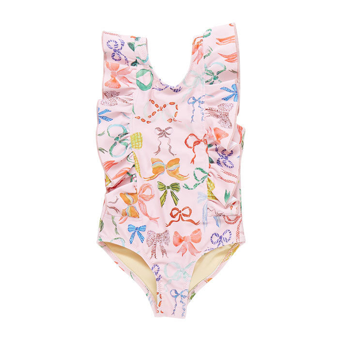 Pink Chicken Watercolor Bows Baby Katniss Suit