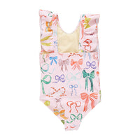Pink Chicken Watercolor Bows Baby Katniss Suit