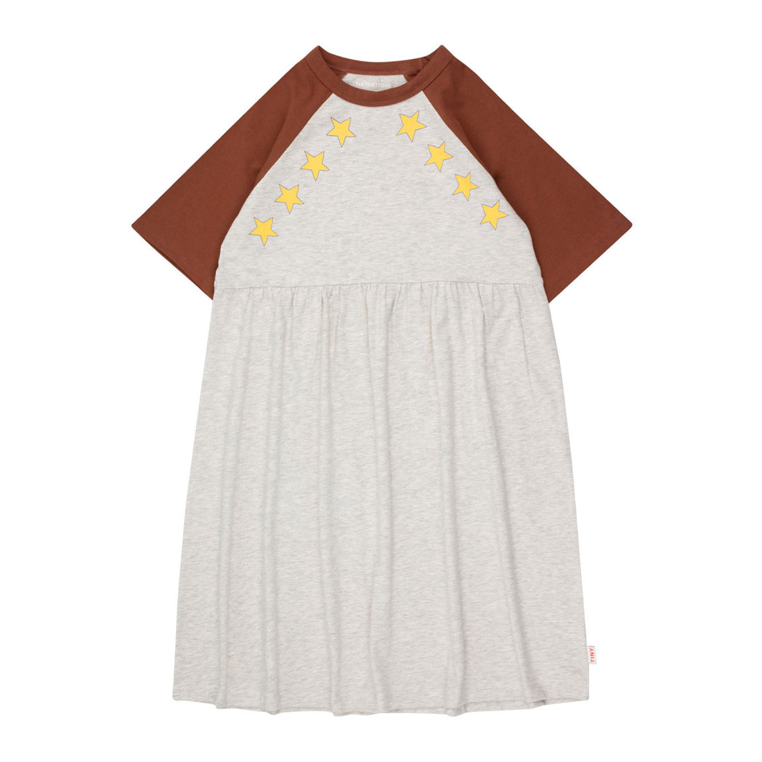 Tiny Cottons Medium Grey Heather/Dark Brown Stars Long Dress