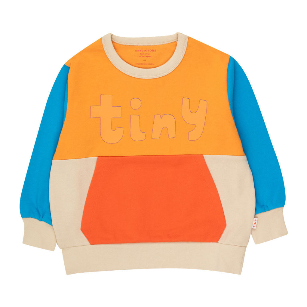 Tiny Cottons Orange/Vanilla Tiny Color Block Sweatshirt