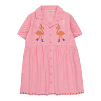 Tiny Cottons Dark Pink Flamingos V Neck Dress