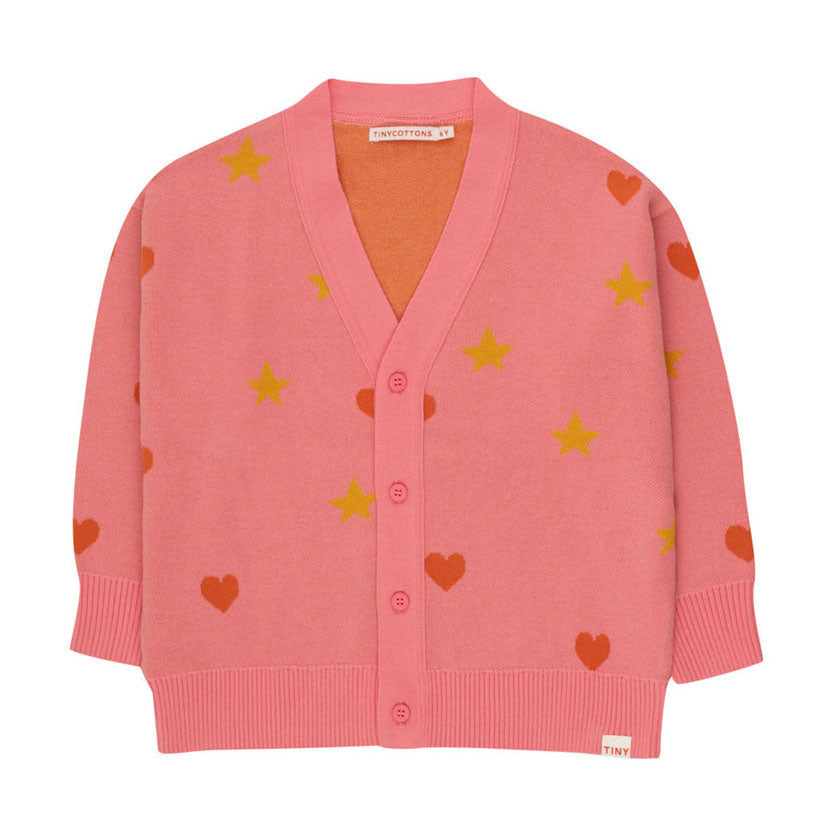Tiny Cottons Pink Hearts Stars Cardigan