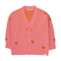 Tiny Cottons Pink Hearts Stars Cardigan