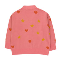 Tiny Cottons Pink Hearts Stars Cardigan
