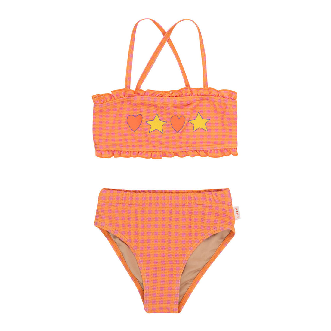 Tiny Cottons Marigold/Dark Pink Check Swim Set