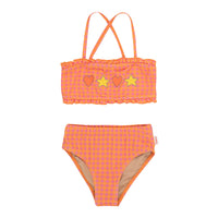 Tiny Cottons Marigold/Dark Pink Check Swim Set