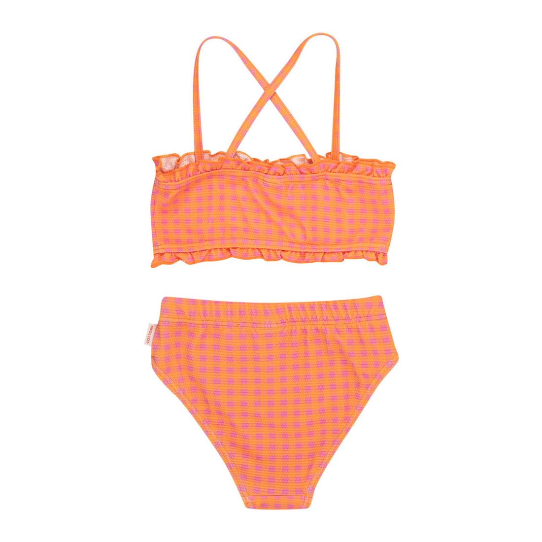 Tiny Cottons Marigold/Dark Pink Check Swim Set