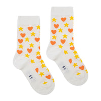 Tiny Cottons Off-White Hearts Stars Medium Socks